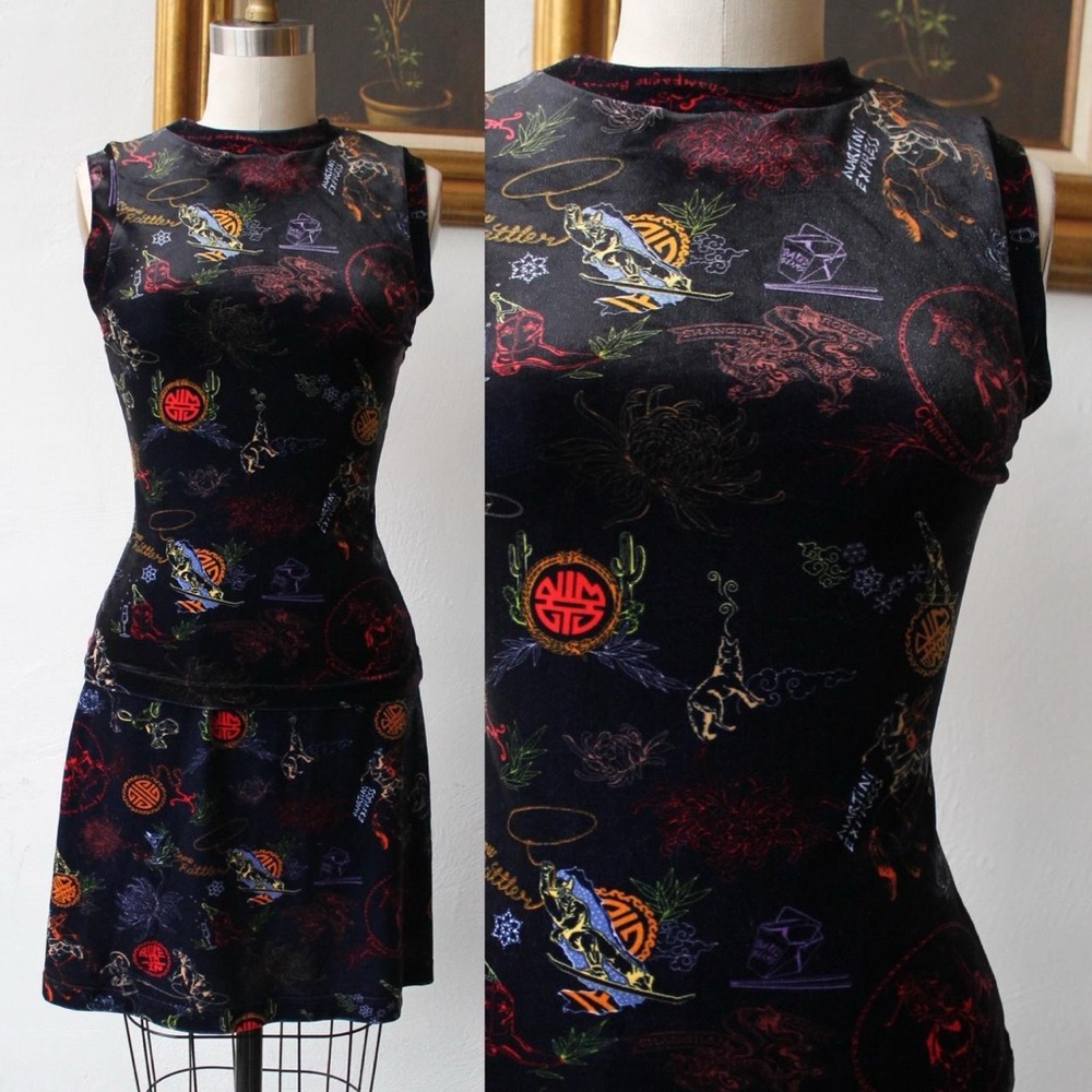 90s Velvet Nicole Miller Midnight Navy Velvet Rodeo Set